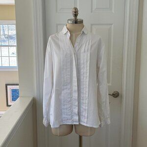 LANDS END white button down with pleated detail